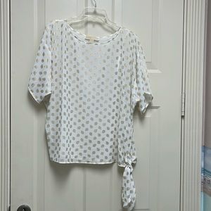 Michael Kors white with gold design blouse size small